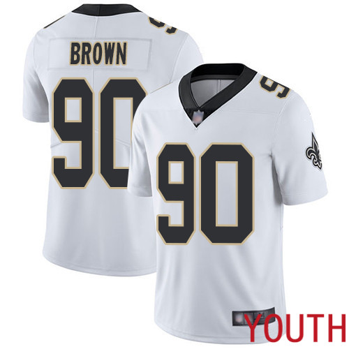 New Orleans Saints Limited White Youth Malcom Brown Road Jersey NFL Football #90 Vapor Untouchable Jersey